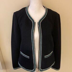 Talbots Navy Jacket with Green & White Trim 4